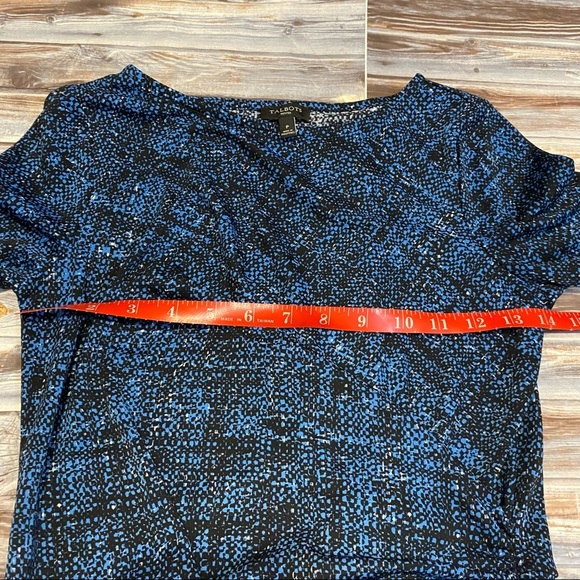 Talbots Speckled Side Scrunch Ruchwd 3/4 Sleeve Knee Length Dress Blue Sz P/S - Picture 7 of 8